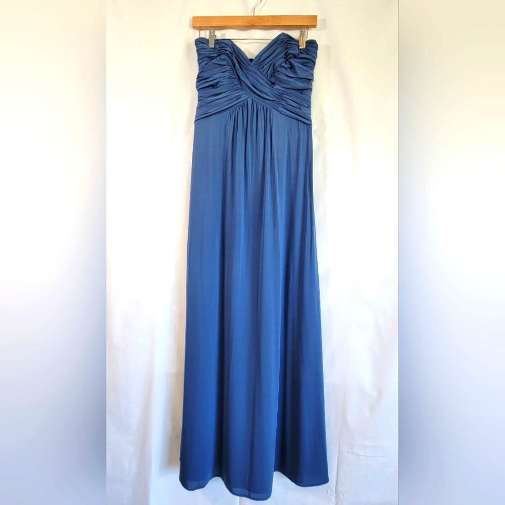 Laundry by Shelli Segal Blue Strapless Maxi Dress 4